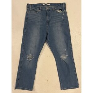 Signature Levi's Heritage High Rise Straight Jeans Women's 18-W34 Distressed‎